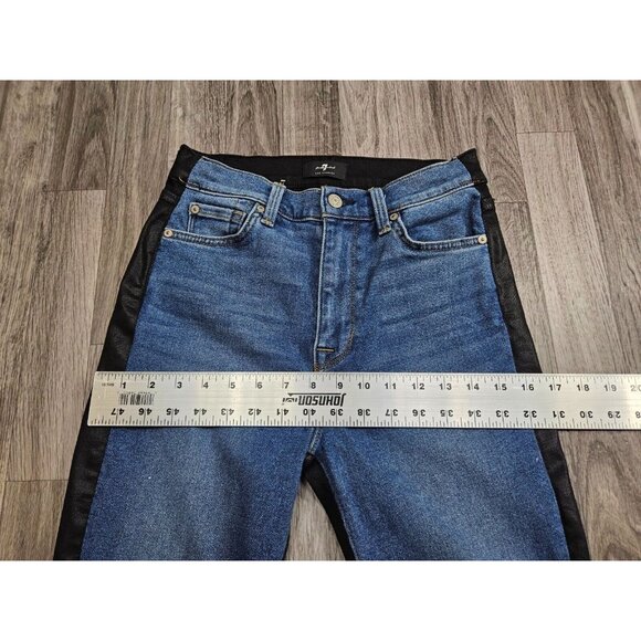 7 For All Mankind Womens Size 27 High Waist Ankle Denim Pleather Skinny Jeans - Picture 13 of 16